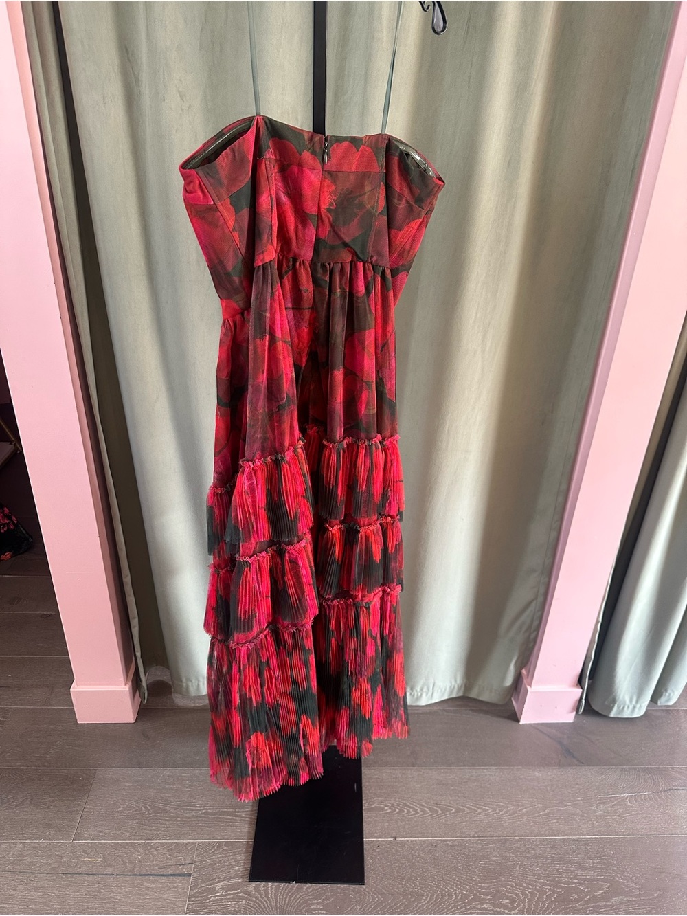 Hutch Isabella Strapless Red and Black Tiered Ruffle Gown - Picture 6 of 8
